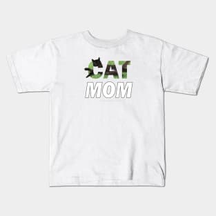 CAT MOM - black cat oil painting word art Kids T-Shirt